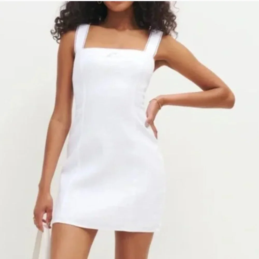 Reformation Elana Linen Mini Dress Sz6 White